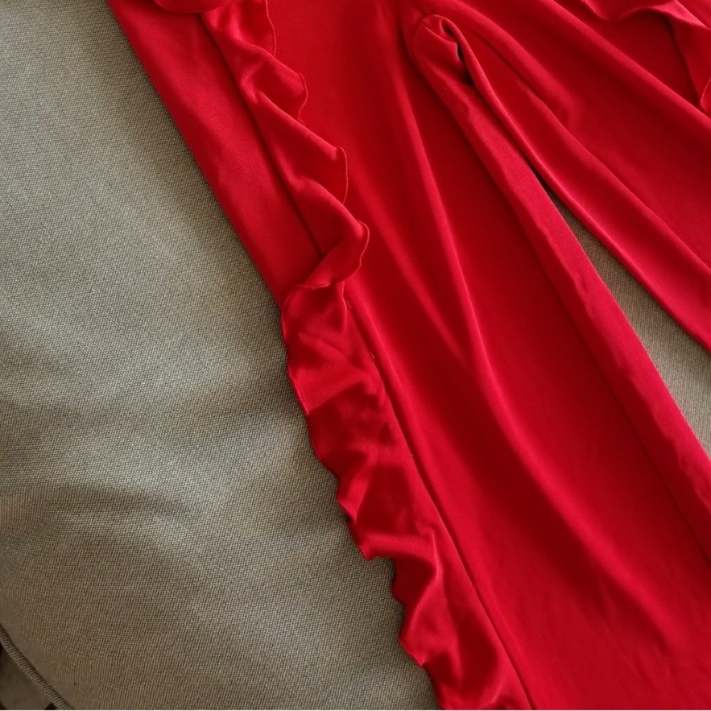 High Waisted Red Ruffle Pants - Picture 4 of 4